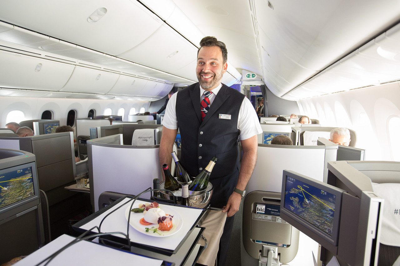 Expedia hopes to expand airline ancillary services that it can offer customers. Pictured is New Club World products being served on board a special flight on a 787-9, which also marked the opening of First Wing, London Gatwick and Boston Lounges. Source: Nick Morrish/British Airways