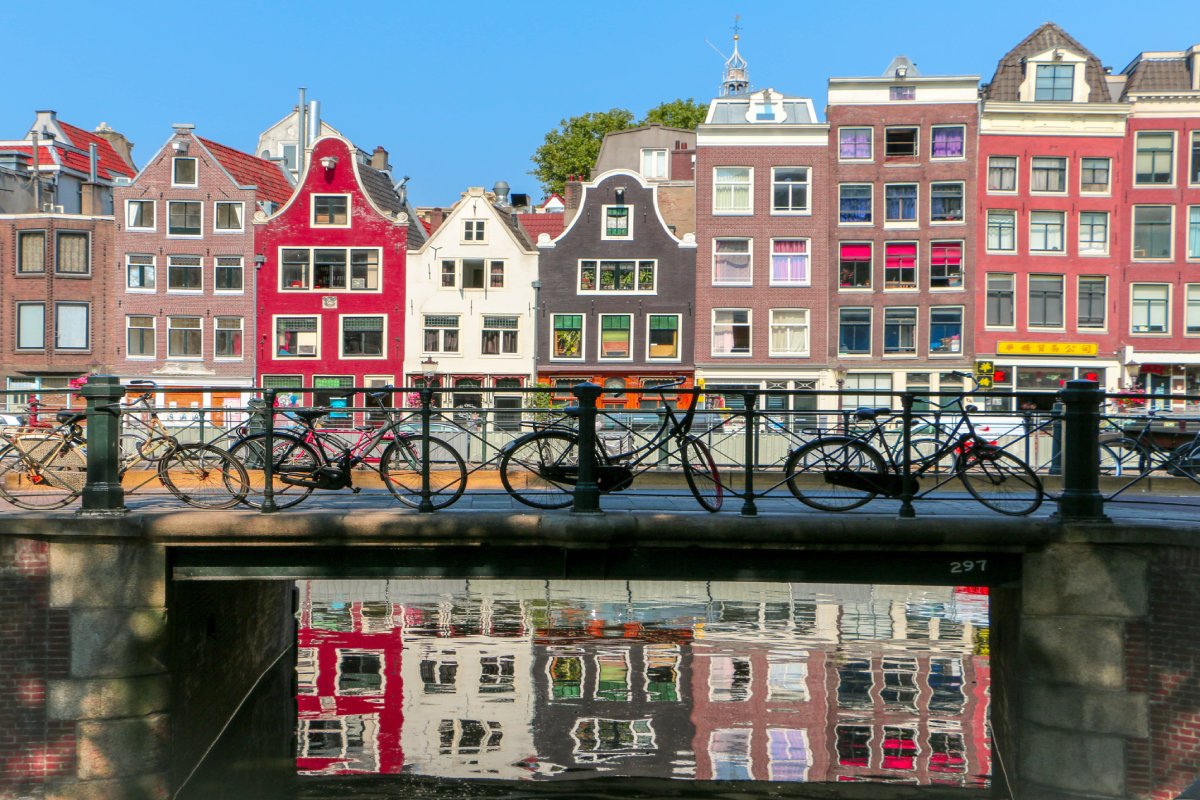 An Amsterdam canal and street scene. 