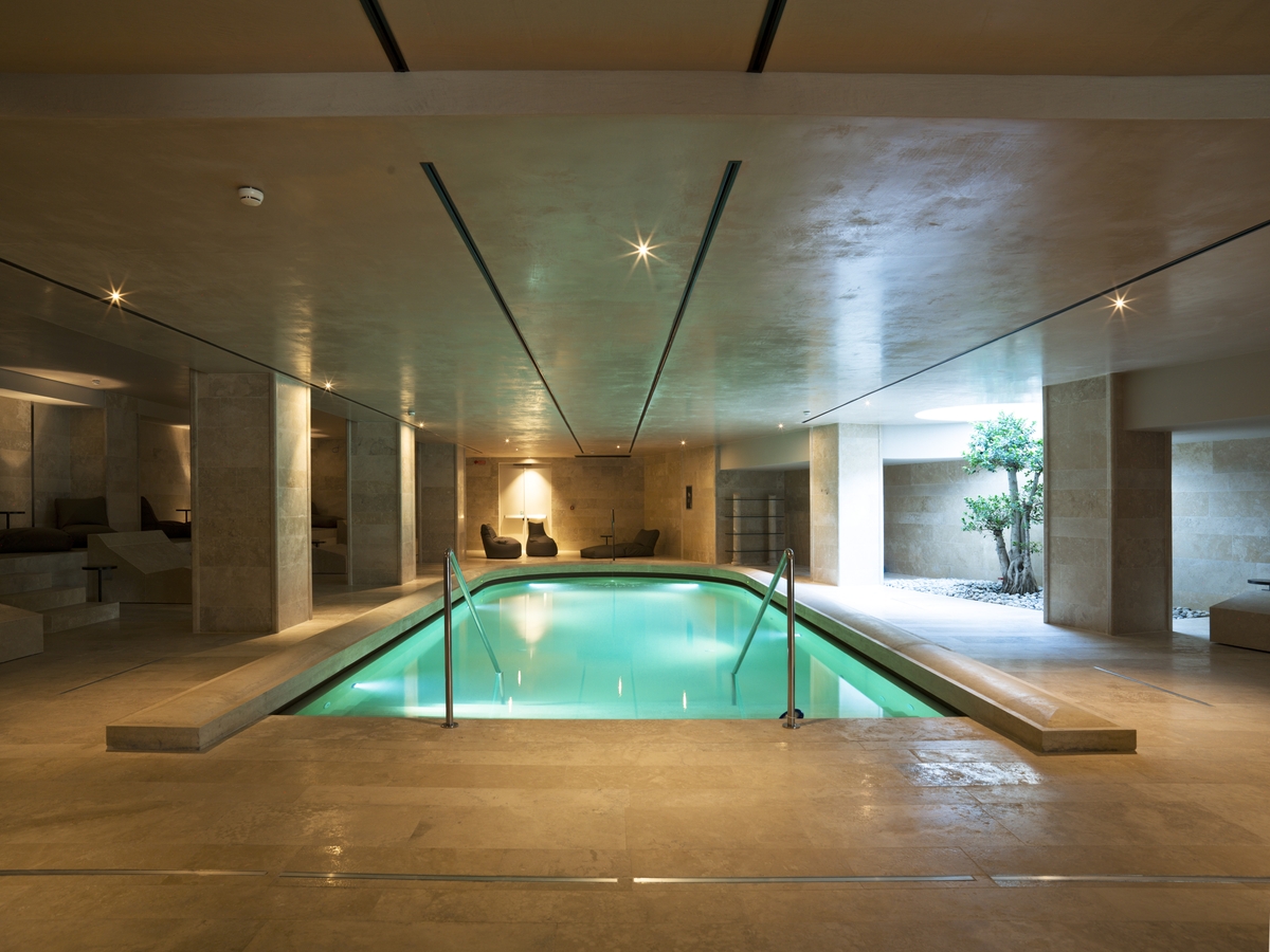 A swimming pool in a hotel