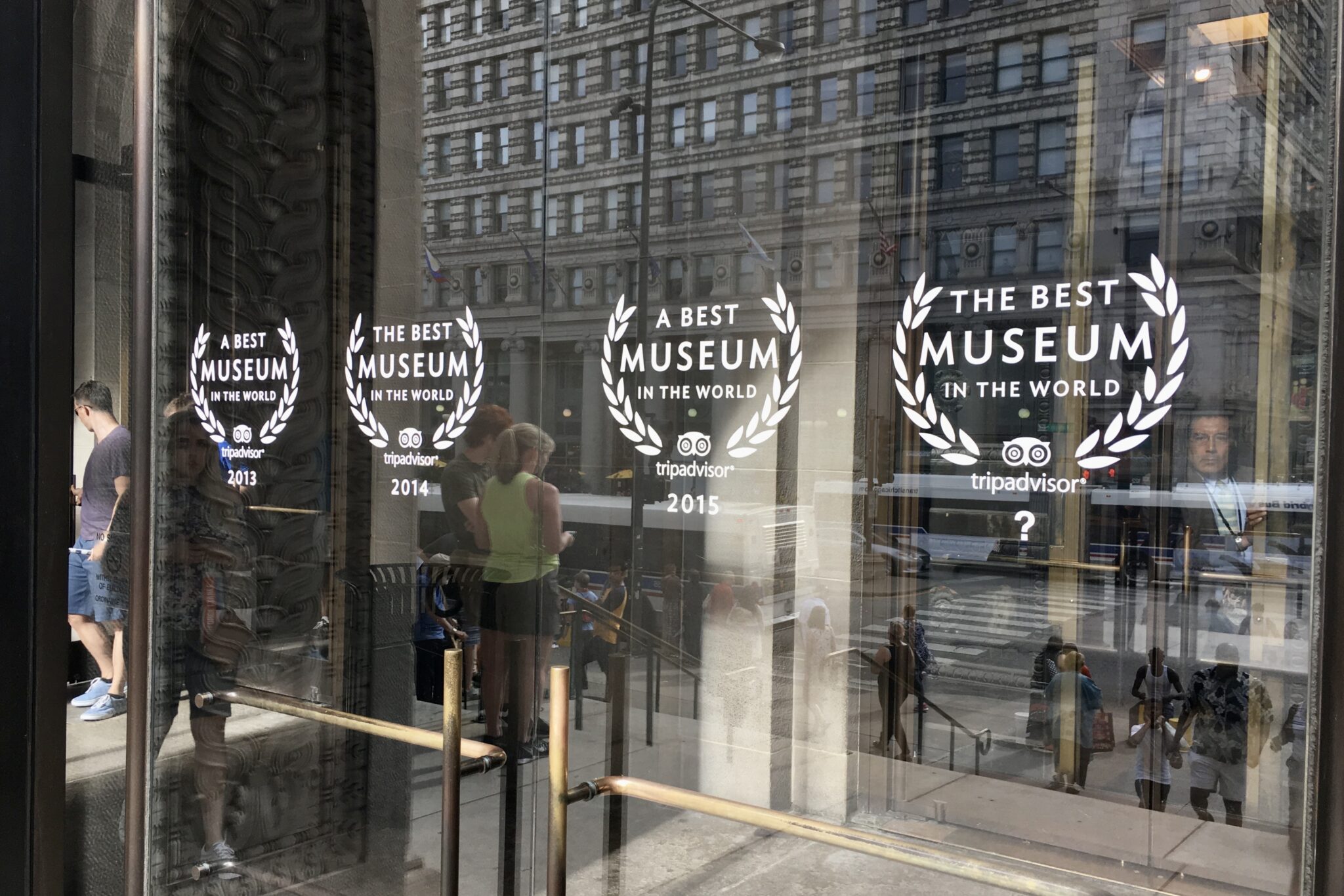 A file photo of Tripadvisor decals on the doors of the Art Institute of Chicago. Source: Skift