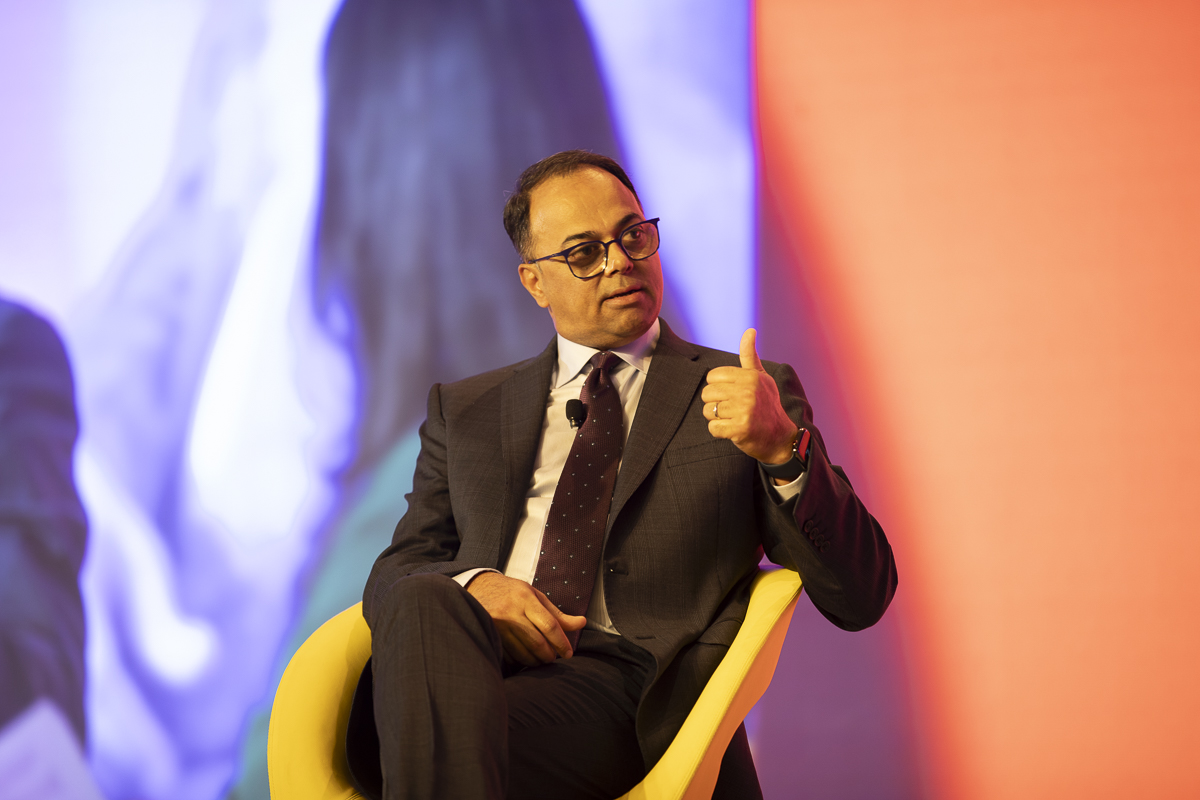 Marriott International President Rajeev Menon at Skift's inaugural India summit in March 2024. Source: Skift