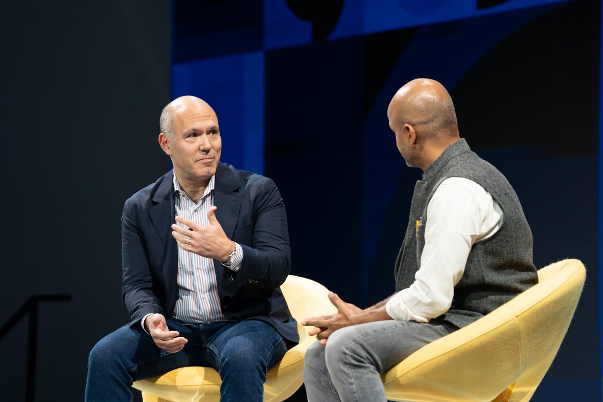 Expedia Group CEO Peter Kern (left) discussed trends in online travel with Skift CEO Rafat Ali at Skift Global Forum on September 21, 2022 in Manhattan. Source: Skift