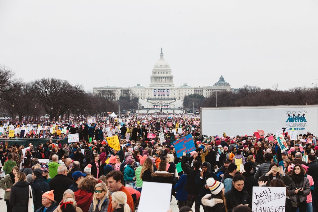 Marches like the Women's March on Washington in January 2017, pictured here, are examples of marches that DC tourism officials don't do any marketing for.